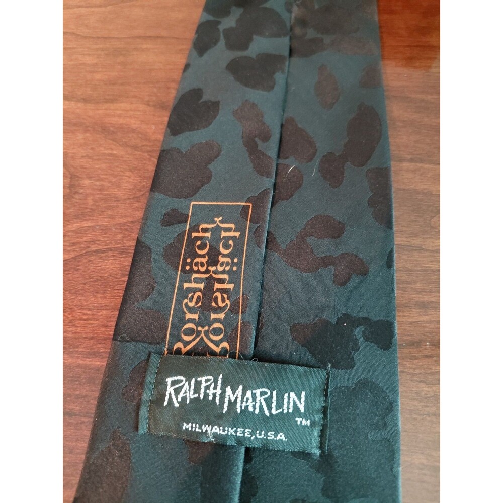 Ralph Marlin Black Gold Rorshack Vintage Necktie 100% Silk 56" X 3.75" - Picture 3 of 6